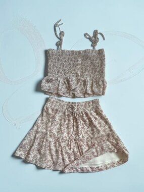 Tiered Skirt and Top SET Size M Floral
